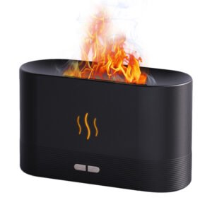 180ML USB Fragrance Essential Oil Diffuser Simulation Flame Ultrasonic Aroma Air Humidifier Home Office Air Freshener Diffusers - Black