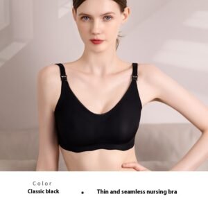 Women's Summer Thin Wireless Nursing Bra - Classical Black, L