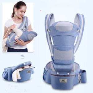 Ergonomic Baby Carrier Infant Baby Hipseat Carrier 3 In 1 Front Facing Ergonomic Kangaroo Baby Wrap Sling - Blue