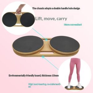 Solid Wood Fitness Training Stretching Yoga Wheel - Dual Turntables 25 Cm