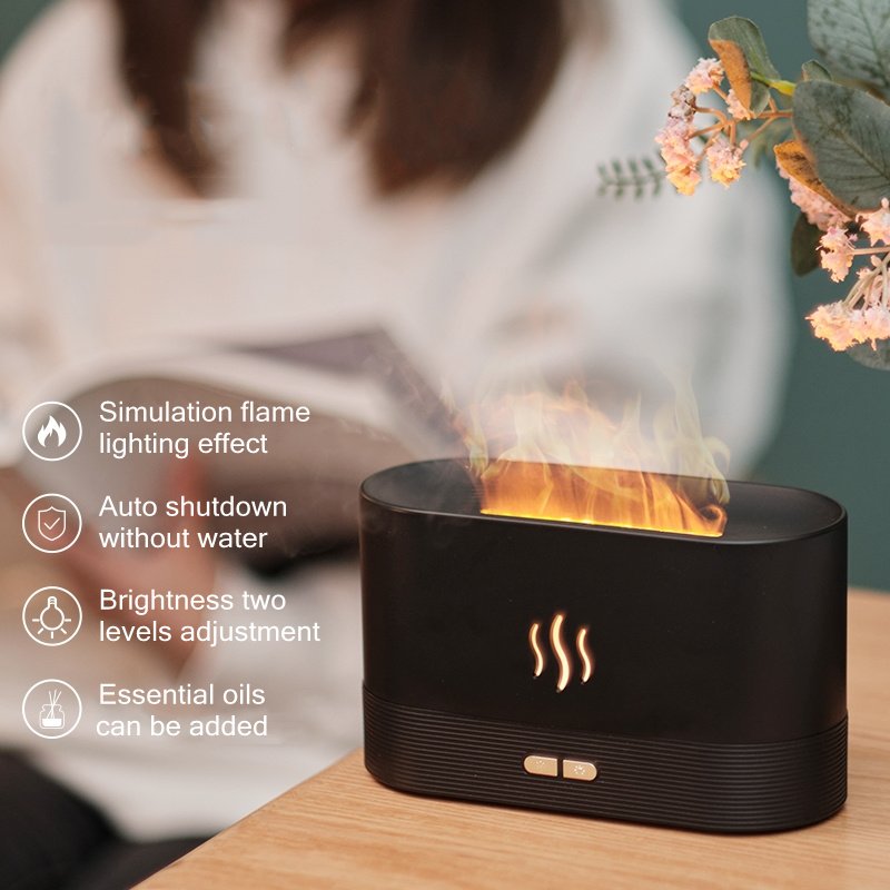180ML USB Fragrance Essential Oil Diffuser Simulation Flame Ultrasonic Aroma Air Humidifier Home Office Air Freshener Diffusers - Image 3