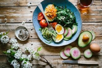 Healthy Food and Hydration colorful wholesome breakfast and citrus water