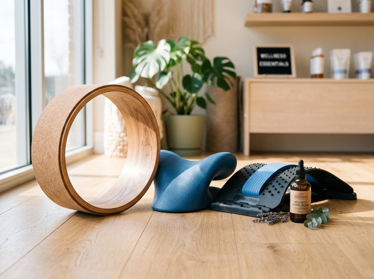 Solid wood yoga wheel, cervical neck traction pillow, and multi-level lumbar back stretcher